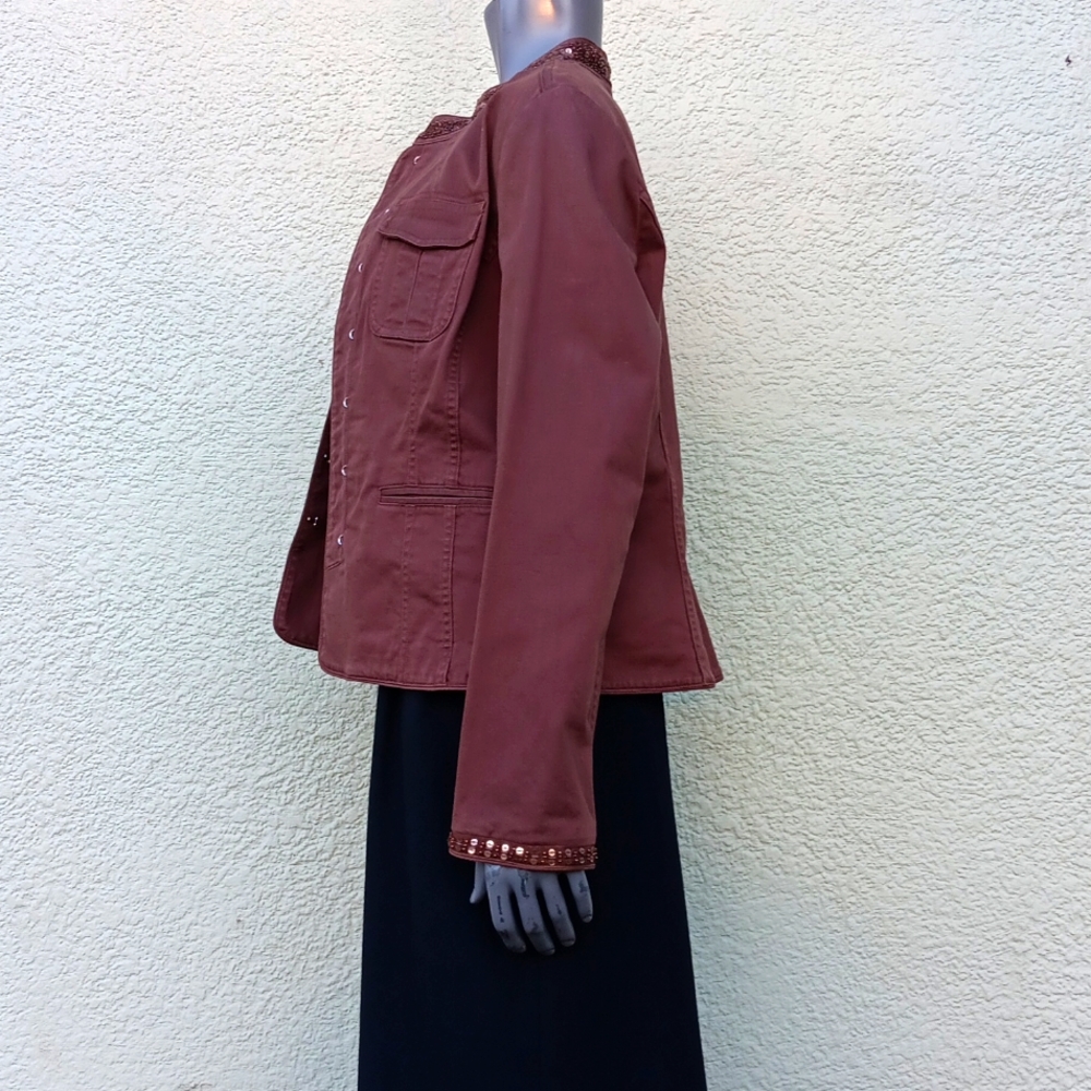 Apt 9 Ladies Army Green Military-Style Jacket W/B… - image 2